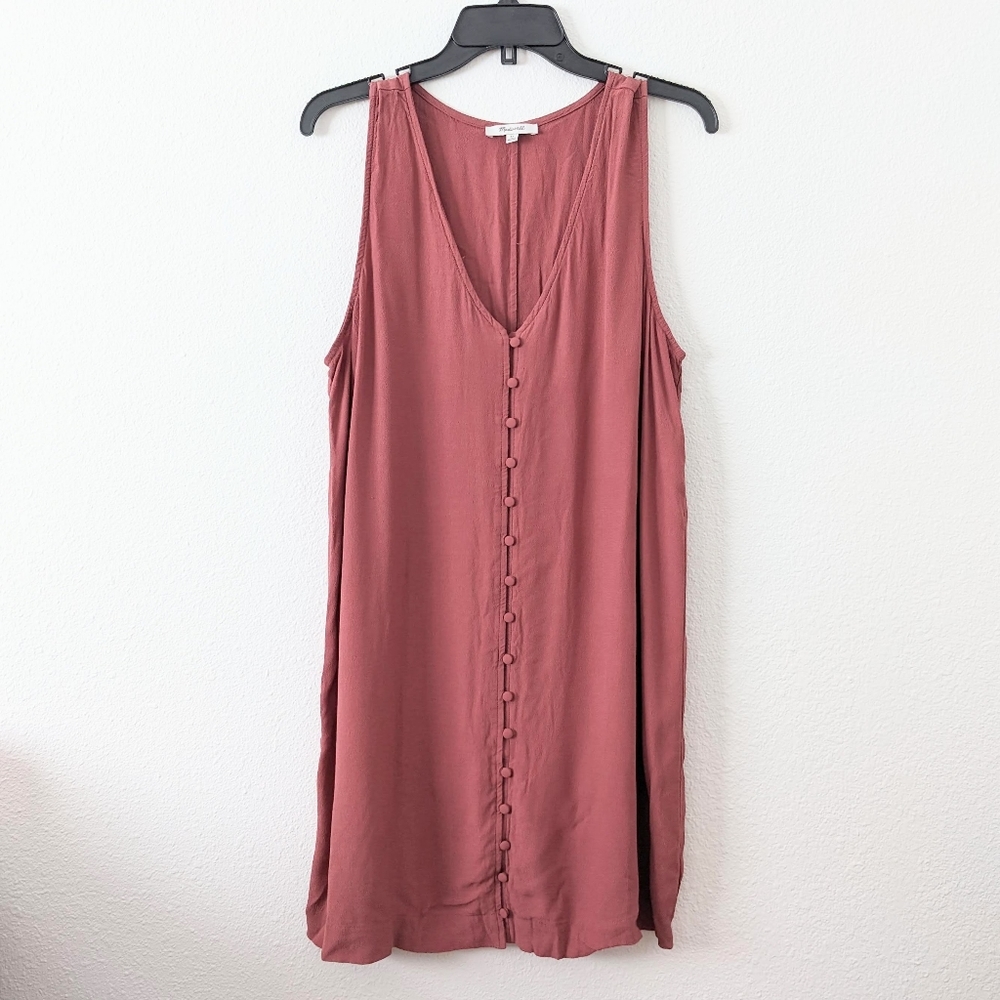 Madewell Rose Mauve Button-Front Sleeveless Dress